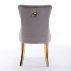 High-end Tufted Solid Wood Contemporary Velvet Upholstered Dining Chair with Golden Stainless Steel Plating Legs,Set of 2