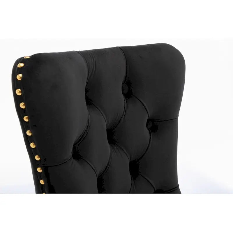 High-end Tufted Solid Wood Contemporary Velvet Upholstered Dining Chair with Golden Stainless Steel Plating Legs,Set of 2