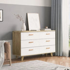Modern White Oak Storage Solid Wood Drawer Dresser Side Cabinet
