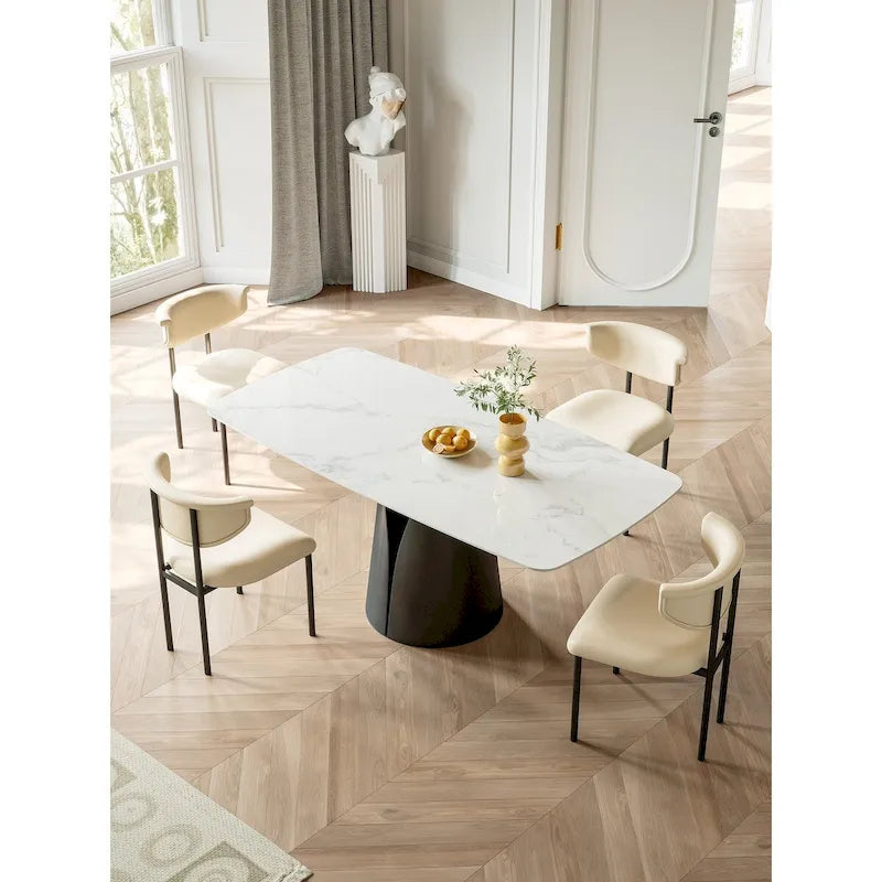 Lesly Modern Rectangle White 65 in. Dining Table for 6 Seats - 65D37.4W29.52H