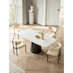Lesly Modern Rectangle White 65 in. Dining Table for 6 Seats - 65D37.4W29.52H