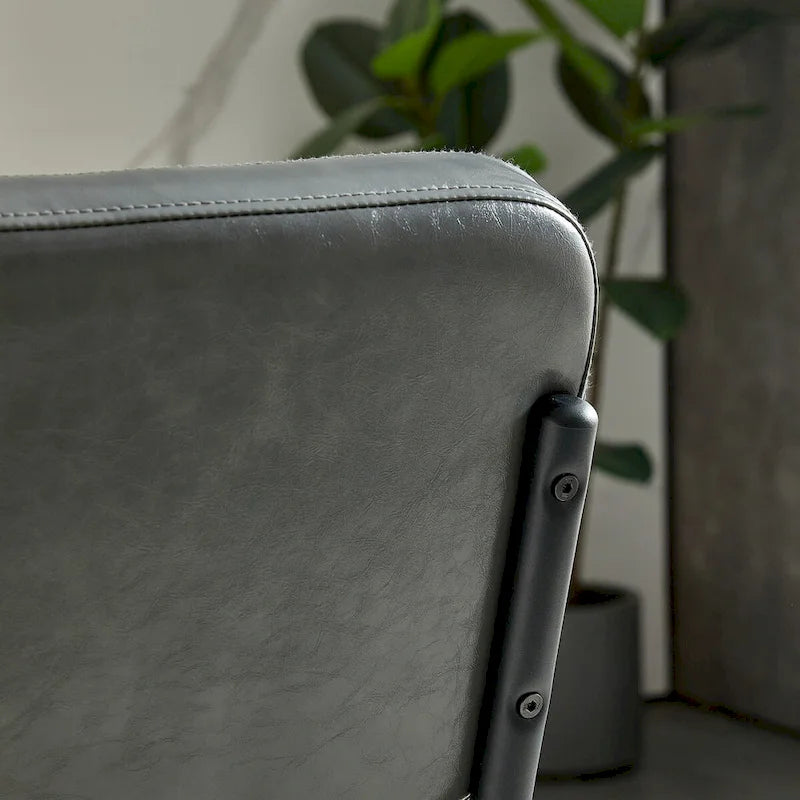 Modern Simple Leather Dining Chair with Metal Pipe