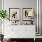 60-in Modern Wash White 4 Door Wooden Sideboard Buffet Server Accent Storage Cabinet