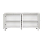60-in Modern Wash White 4 Door Wooden Sideboard Buffet Server Accent Storage Cabinet
