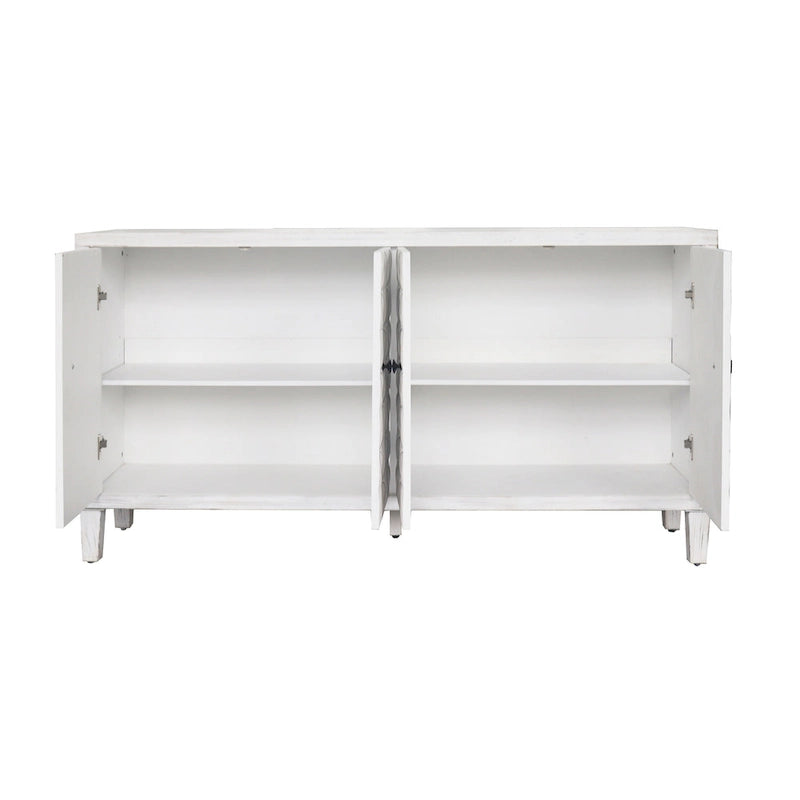 60-in Modern Wash White 4 Door Wooden Sideboard Buffet Server Accent Storage Cabinet