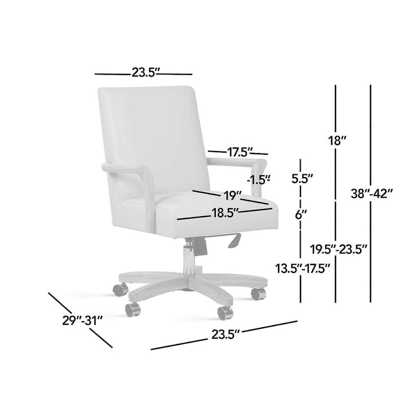 Modern Farmhouse Top Grain Leather Swivel Office Desk Chair