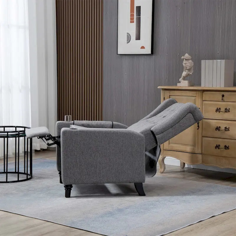 Modern Button Tufted Wingback Push Back Fabric Recliner Chair