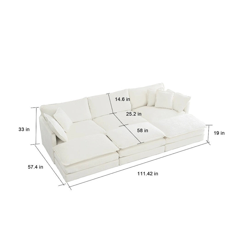 Sofa Set of 3, 1+1+3 Seats Living Room Sofa, Accent Chair, Loveseat