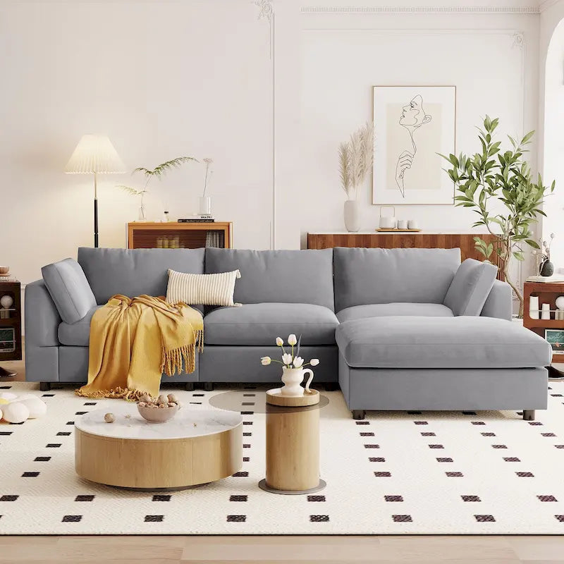 Upholstery Convertible Sectional Sofa,L Shaped Couch with Reversible Chaise for Living Room
