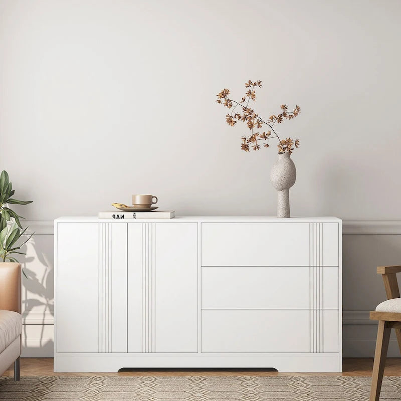 Sideboard Cabinet with Storage,Kitchen Buffet Storage Cabinet with Drawer and Doors, Large Coffee Bar with Adjustable Shelves