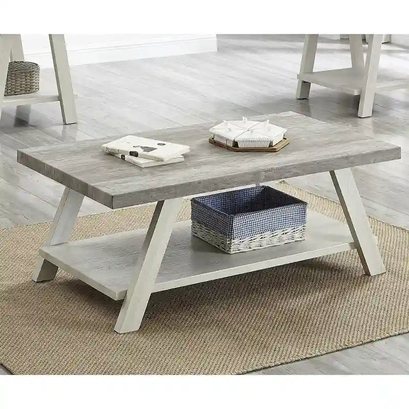 Contemporary Wood Coffee Table with Shelf