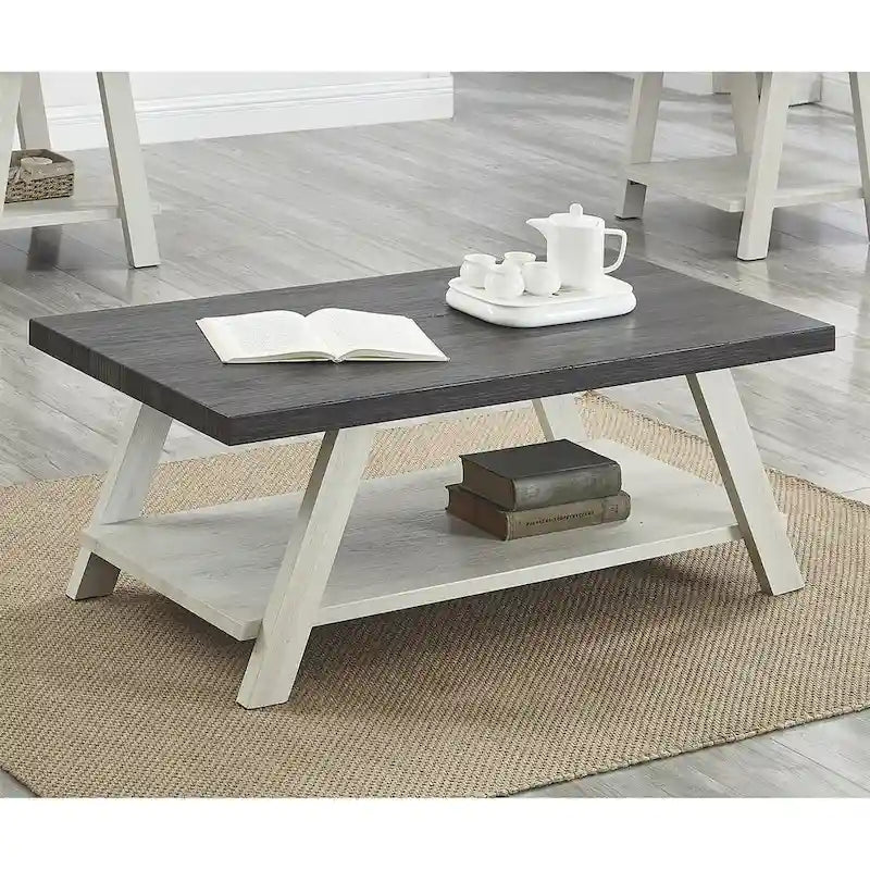 Contemporary Wood Coffee Table with Shelf