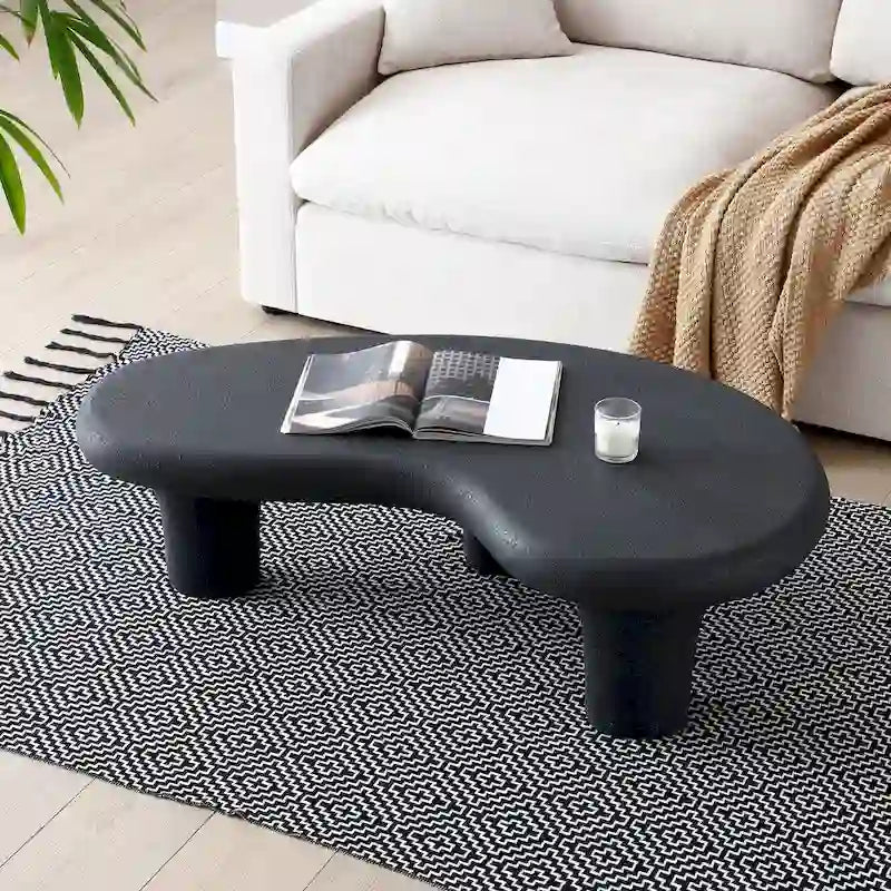 47.24 Fiberglass Cloud Coffee Table Vintage Table with 3 Support Legs, Irregular Center Table, No Need Assembly