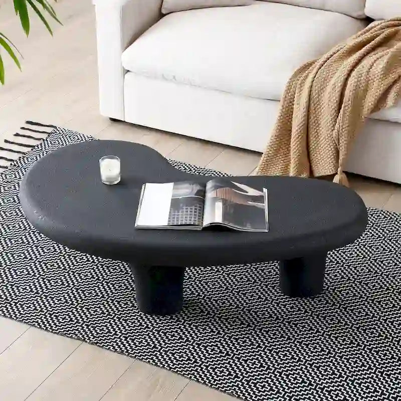 47.24 Fiberglass Cloud Coffee Table Vintage Table with 3 Support Legs, Irregular Center Table, No Need Assembly