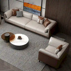 Faux Leather Pillow Top Arm Sofa with Reversible Cushions - one seat