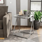 LeisureMod Lawrence Square Plastic Folding End Table with Iron Frame
