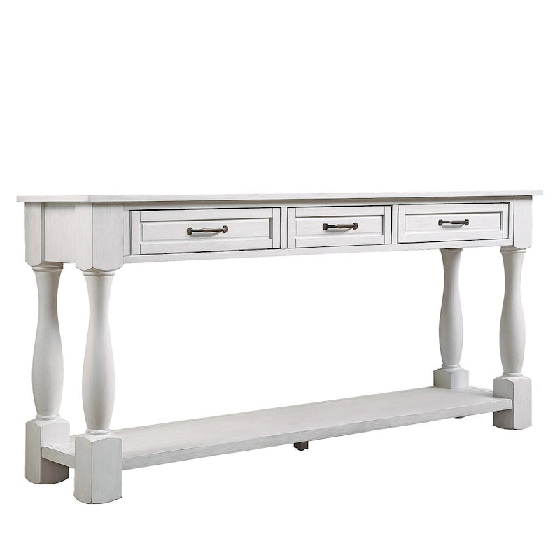 Wood Console Table with 3 Drawers and 1 Bottom Shelf