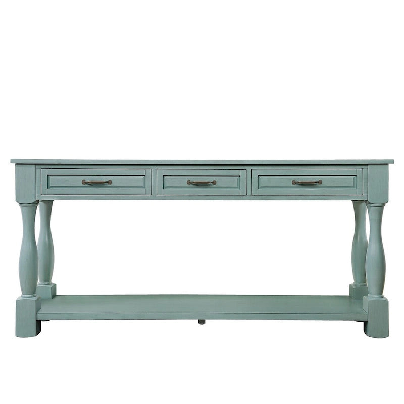 Wood Console Table with 3 Drawers and 1 Bottom Shelf