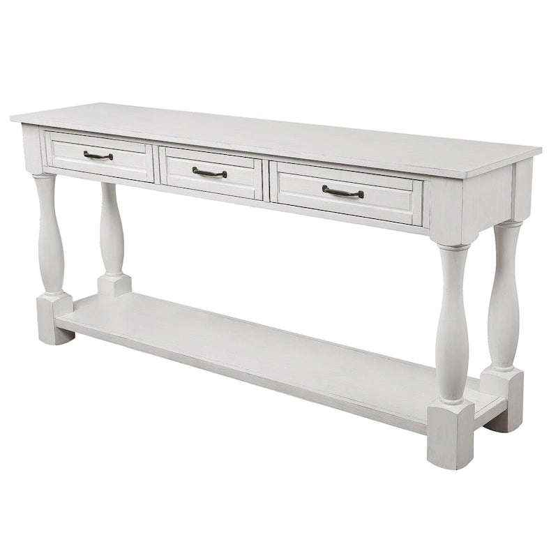Wood Console Table with 3 Drawers and 1 Bottom Shelf