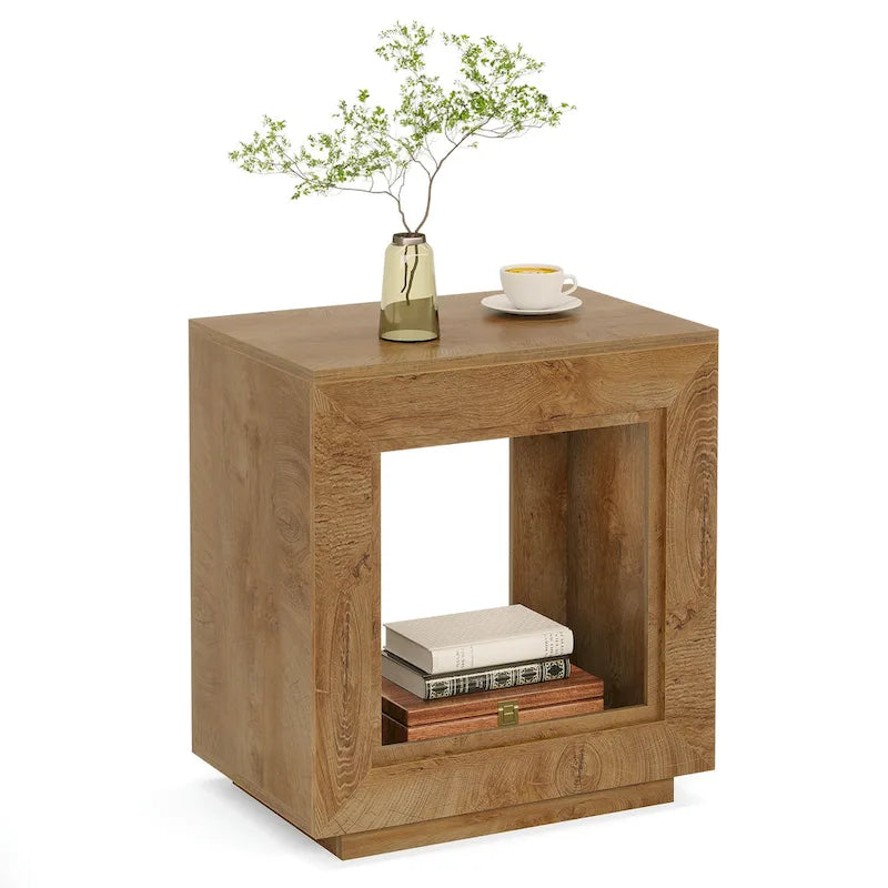 23.62-inch Farmhouse Rectangular End Side Table Nightstand Bedside Table for Living Room