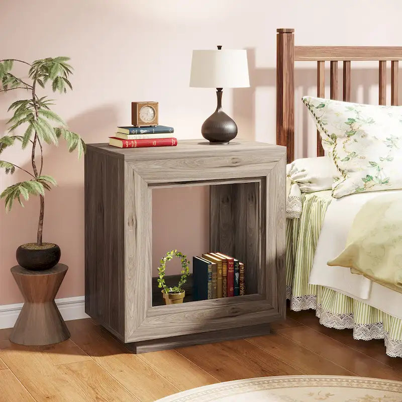 23.62-inch Farmhouse Rectangular End Side Table Nightstand Bedside Table for Living Room