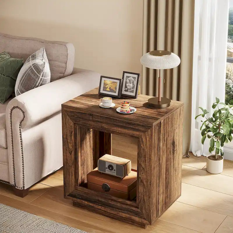 23.62-inch Farmhouse Rectangular End Side Table Nightstand Bedside Table for Living Room