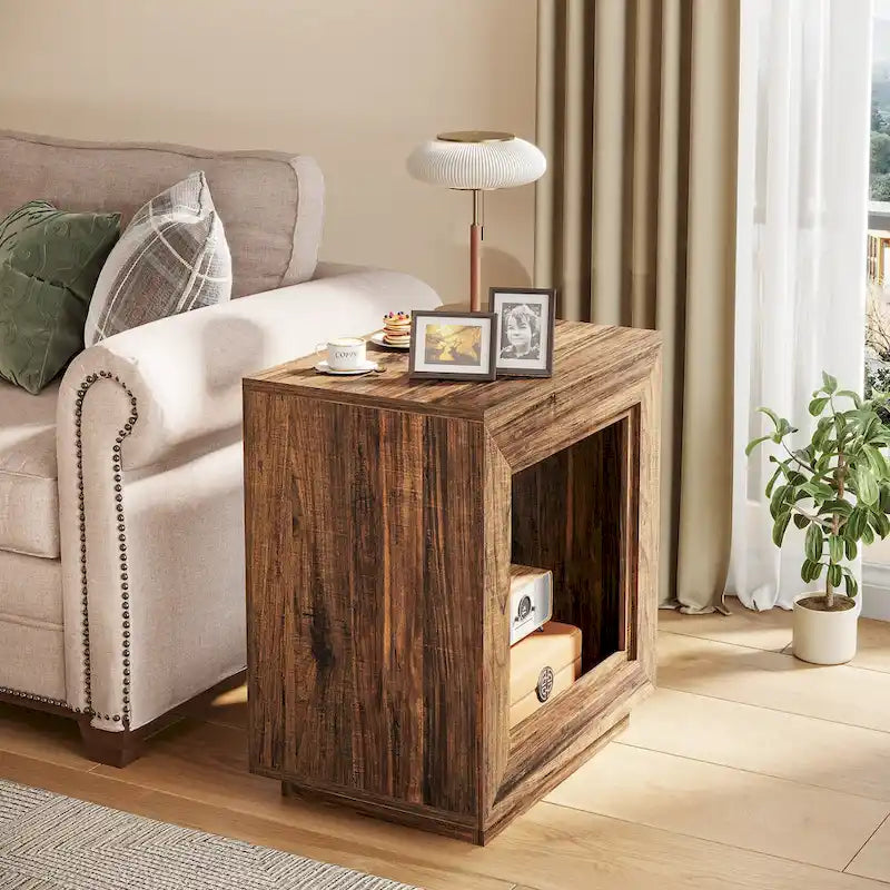 23.62-inch Farmhouse Rectangular End Side Table Nightstand Bedside Table for Living Room