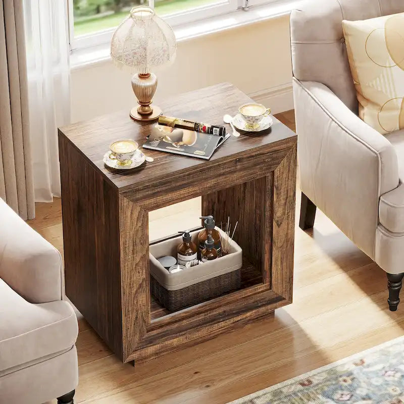 23.62-inch Farmhouse Rectangular End Side Table Nightstand Bedside Table for Living Room