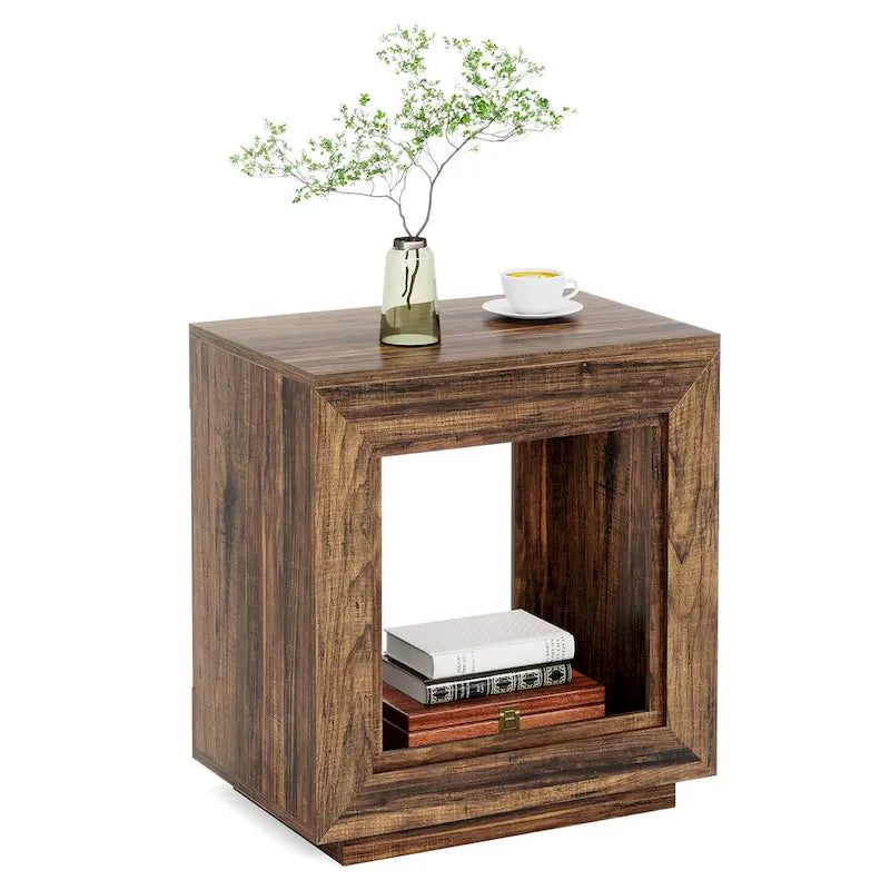 23.62-inch Farmhouse Rectangular End Side Table Nightstand Bedside Table for Living Room