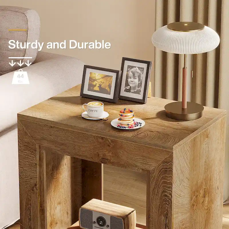 23.62-inch Farmhouse Rectangular End Side Table Nightstand Bedside Table for Living Room