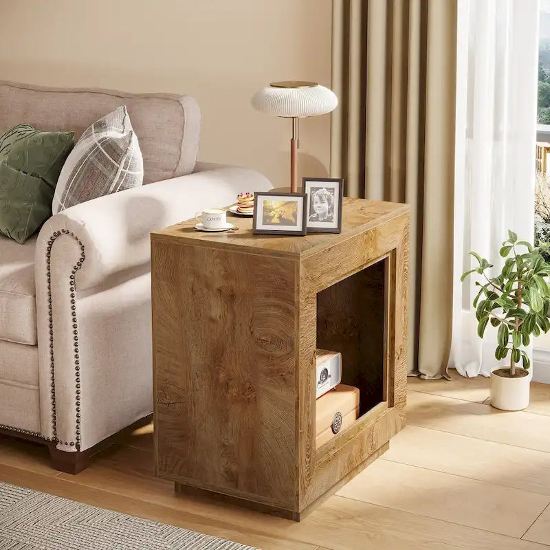 23.62-inch Farmhouse Rectangular End Side Table Nightstand Bedside Table for Living Room