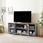 Modern TV Media Stand, Large Home Entertainment Console, for TV Up to 80, with Open Shelves and Glass Door Cabinets
