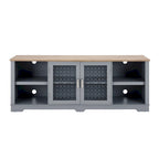 Modern TV Media Stand, Large Home Entertainment Console, for TV Up to 80, with Open Shelves and Glass Door Cabinets