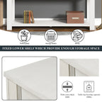 Pine Wood Console Table with 4 Drawers and Bottom Shelf for Entryway Hallway