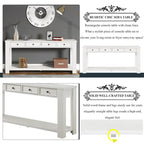 Pine Wood Console Table with 4 Drawers and Bottom Shelf for Entryway Hallway