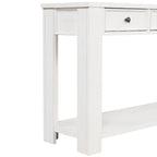 Pine Wood Console Table with 4 Drawers and Bottom Shelf for Entryway Hallway
