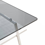 Rectangle Coffee Table, Tempered Glass Tabletop with Black Metal Legs, Modern Table for Living Room