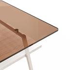 Rectangle Coffee Table, Tempered Glass Tabletop with Black Metal Legs, Modern Table for Living Room