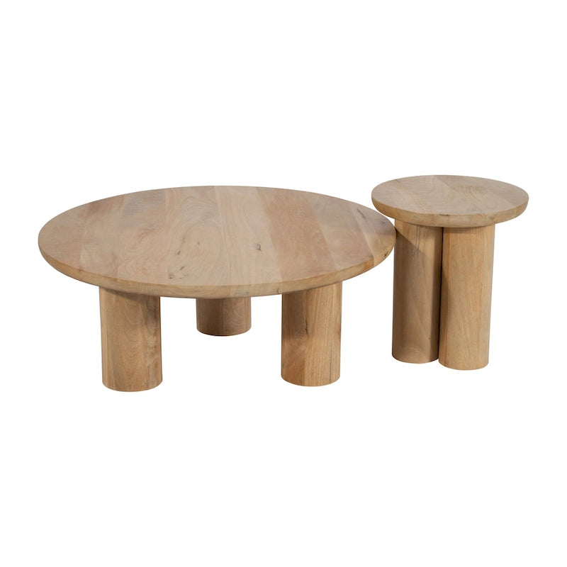 Sagebrook Home Mango Wood Elegant Pair of Boho Coffee Tables for Modern Homes