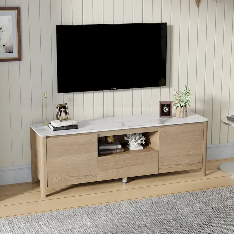 58 Inches Modern TV stand with LED Lights Entertainment Center TV cabinet with Storage for Up to 80 inch for Living Room Bedroom