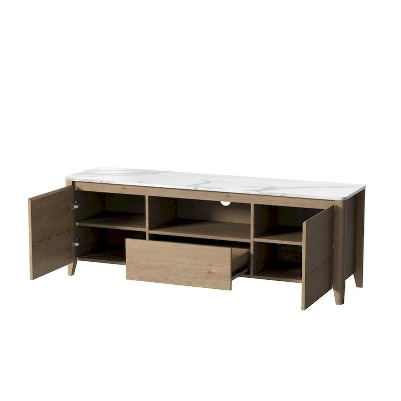 58 Inches Modern TV stand with LED Lights Entertainment Center TV cabinet with Storage for Up to 80 inch for Living Room Bedroom