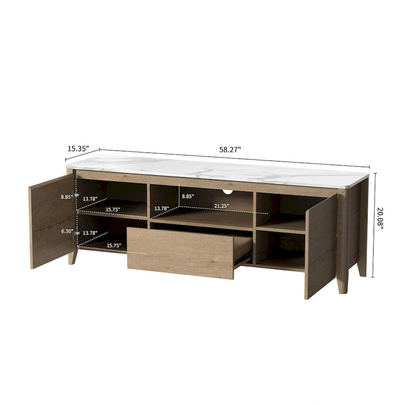 58 Inches Modern TV stand with LED Lights Entertainment Center TV cabinet with Storage for Up to 80 inch for Living Room Bedroom