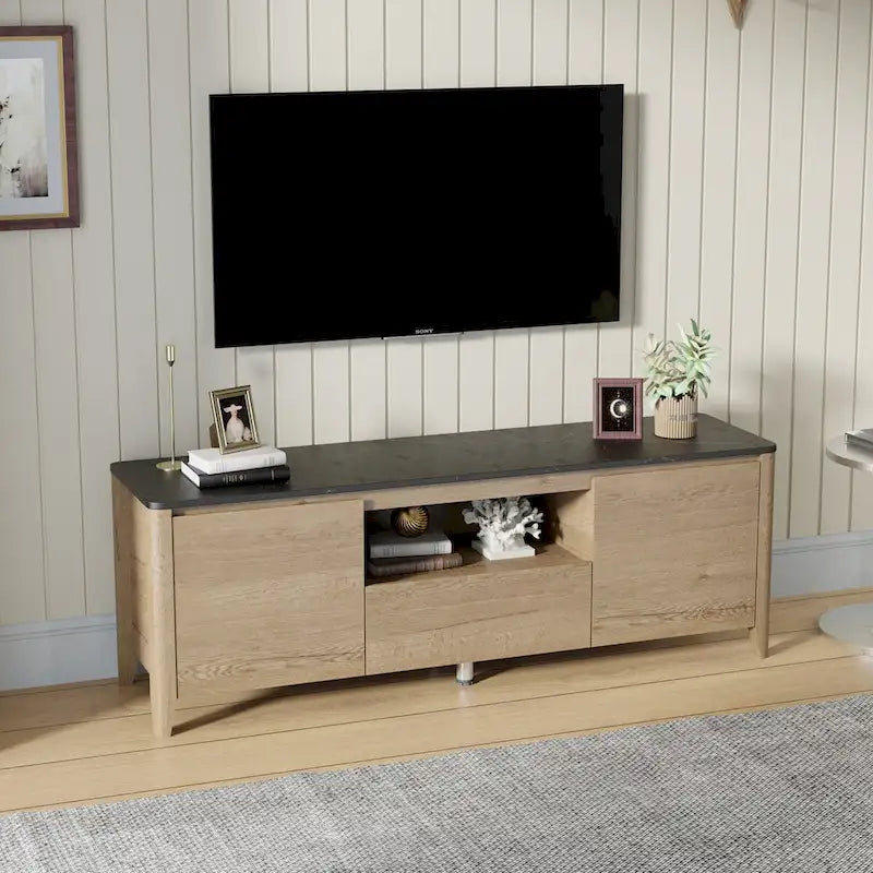 58 Inches Modern TV stand with LED Lights Entertainment Center TV cabinet with Storage for Up to 80 inch for Living Room Bedroom