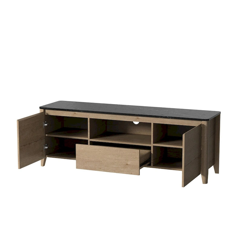 58 Inches Modern TV stand with LED Lights Entertainment Center TV cabinet with Storage for Up to 80 inch for Living Room Bedroom