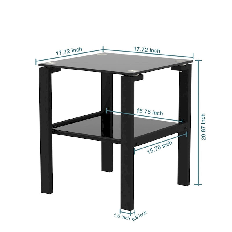 Set of 2, Glass two layer tea table, small round table, bedroom corner table, living room side table
