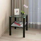 Set of 2, Glass two layer tea table, small round table, bedroom corner table, living room side table