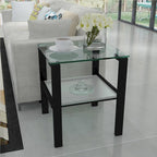 Set of 2, Glass two layer tea table, small round table, bedroom corner table, living room side table