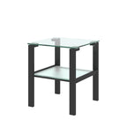 Set of 2, Glass two layer tea table, small round table, bedroom corner table, living room side table