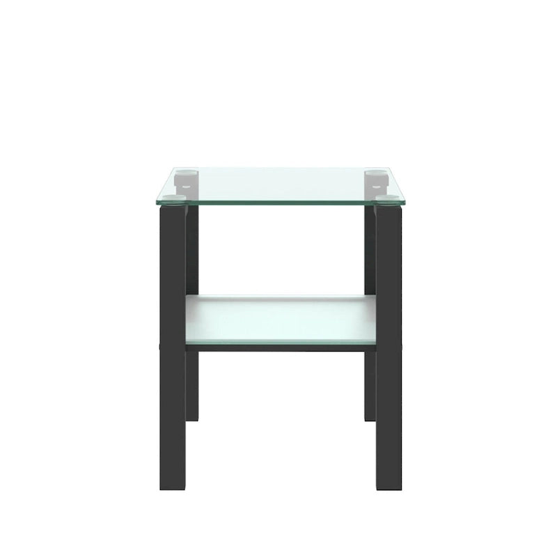 Set of 2, Glass two layer tea table, small round table, bedroom corner table, living room side table