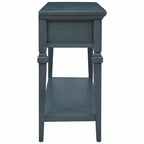 50L Classic Retro Style Console Table with Three Top Drawers and Open Style Bottom Shelf (Gray Wash)